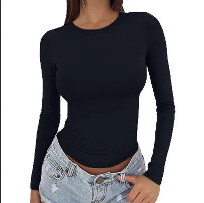 1. Cotton Blend Long Sleeve Skinny Top