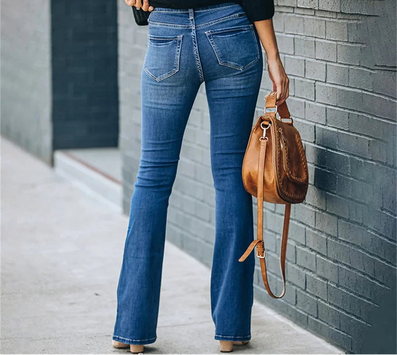 1. Clothing Button Fly Straight Leg Stretch Denim Jeans