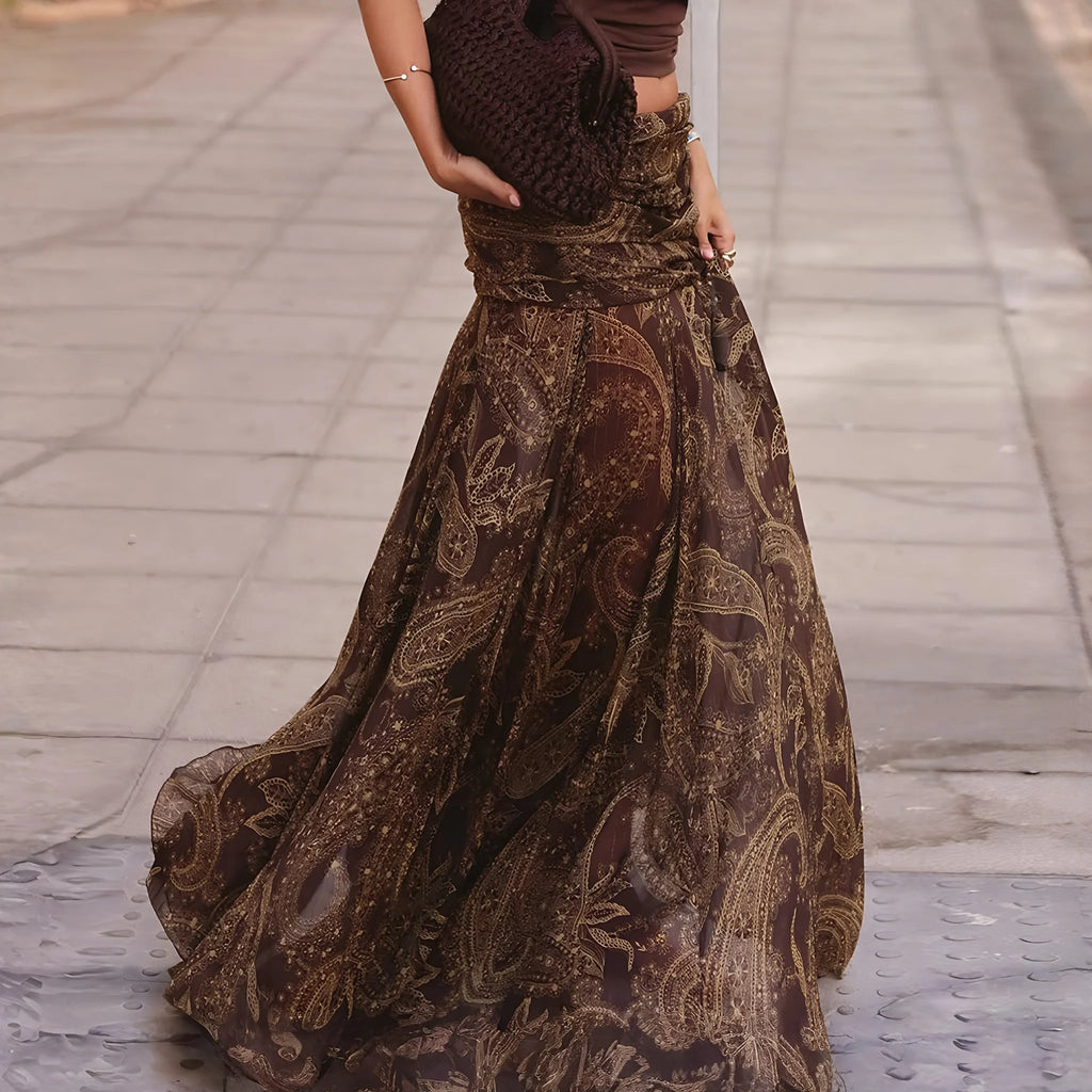 1. Paisley Maxi Skirt Chiffon Tulle