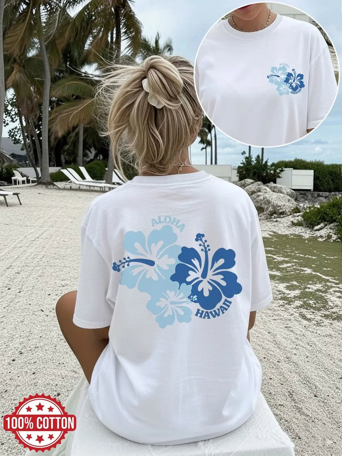 1. T-Shirt Blue Hibiscus