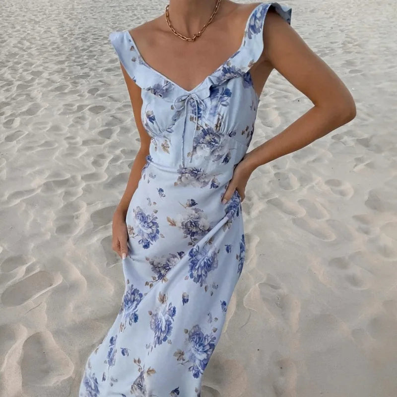 1. Clothing Backless Floral Maxi Dress