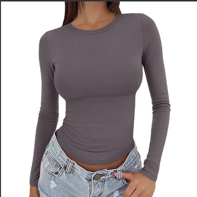 1. Cotton Blend Long Sleeve Skinny Top