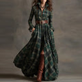 1. Boho Plaid Maxi Dress