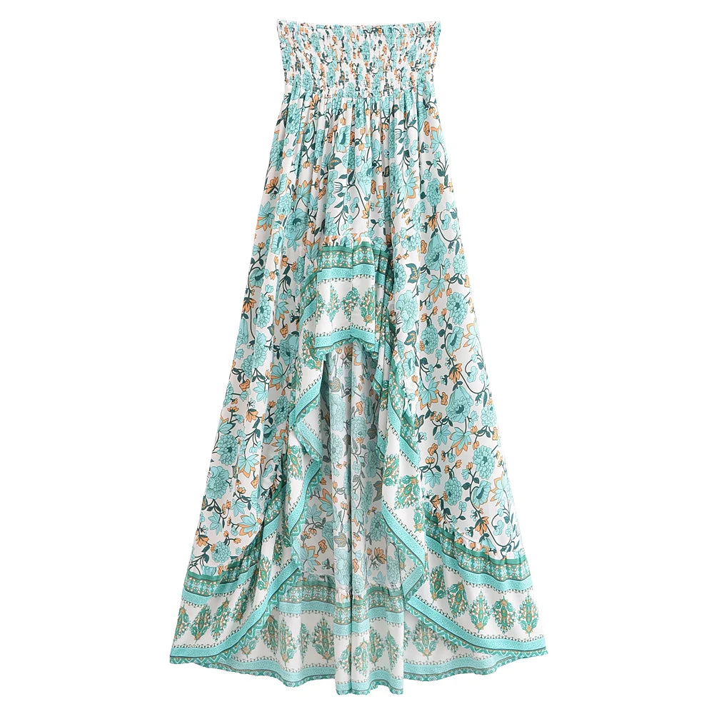 1. Clothing High-low Bohemian Skirt with Elastic Waist