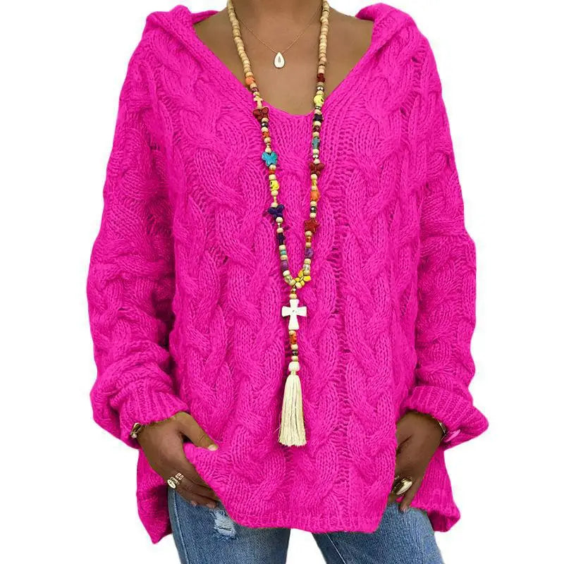 1. Beach Casual Hooded V-Neck Tunic Sweater