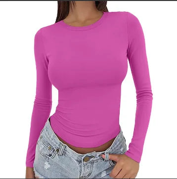 1. Cotton Blend Long Sleeve Skinny Top