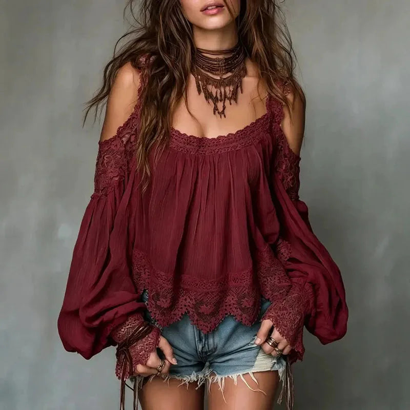 1, Clothing Crochet Lace Off The Shoulder Top