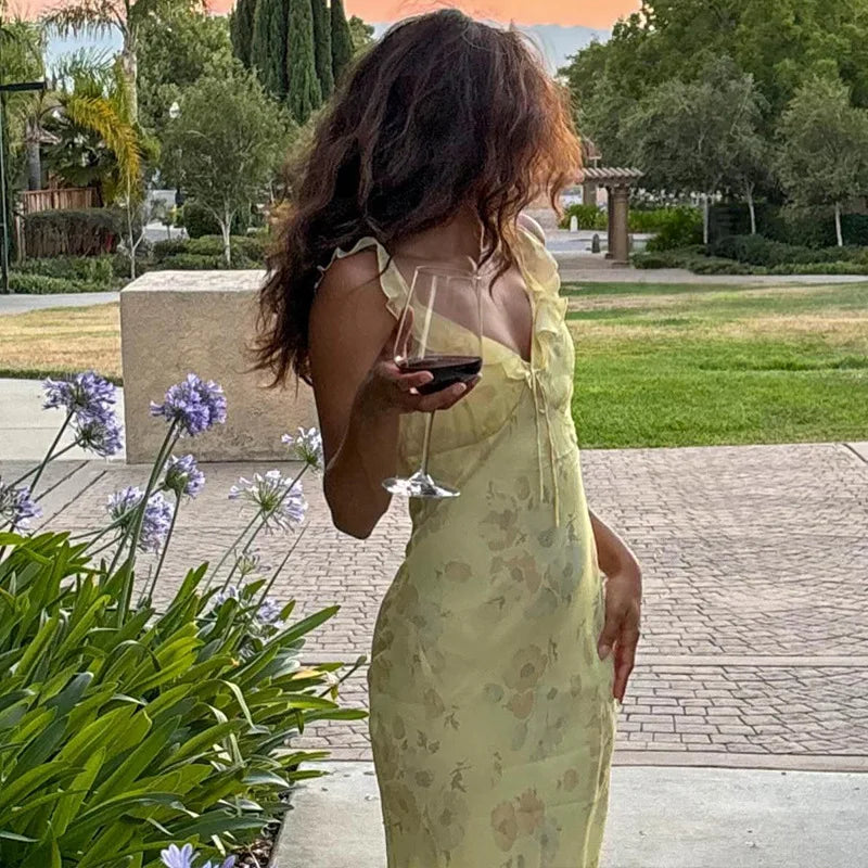 1. Clothing Backless Floral Maxi Dress