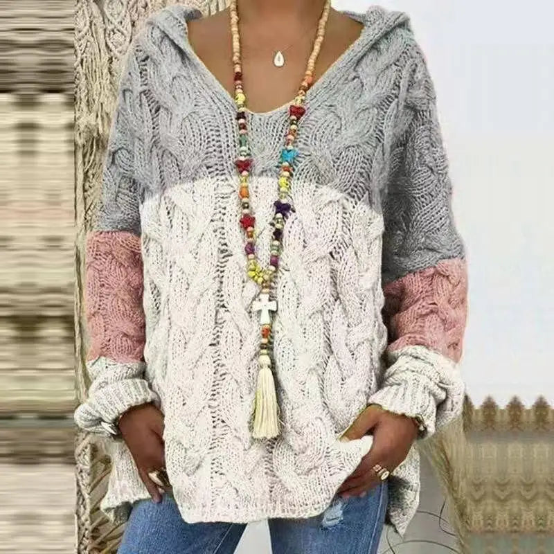 1. Beach Casual Hooded V-Neck Tunic Sweater