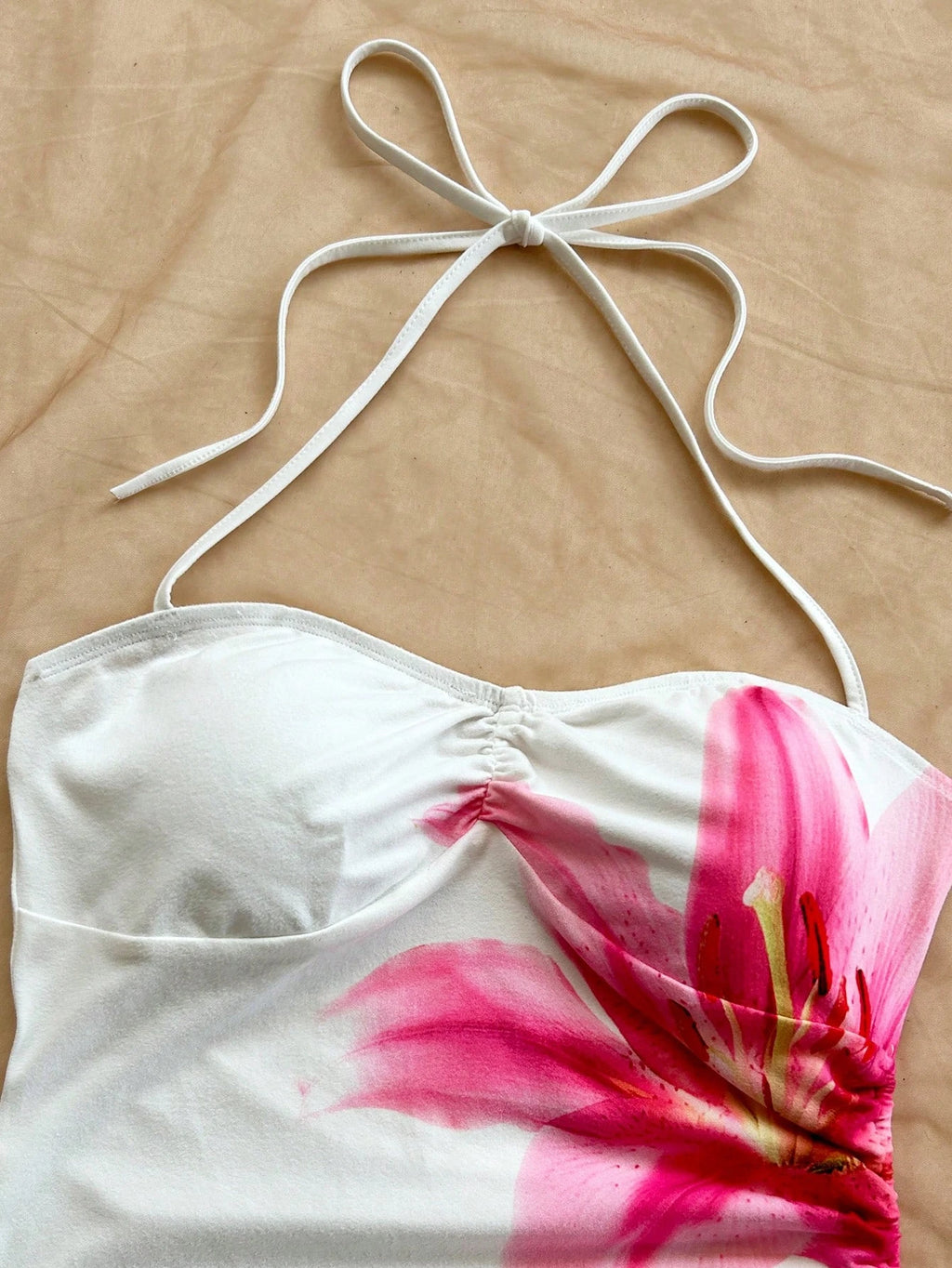 1. Clothing Beach Floral Dress with Halter and Asymmetric Hem