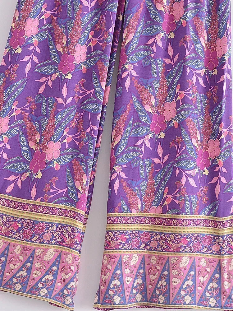 1. Clothing Boho Wildflower Purple Beach Pants