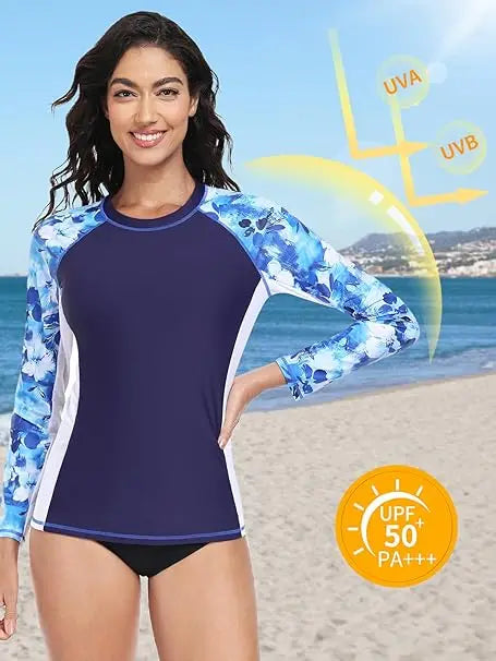 1. Womens Rash Guard Long Sleeve Tops Sun Protection UPF 50