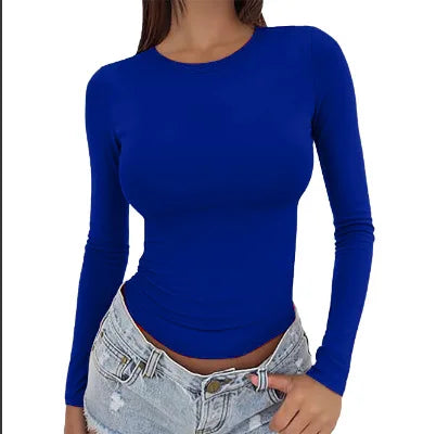 1. Cotton Blend Long Sleeve Skinny Top