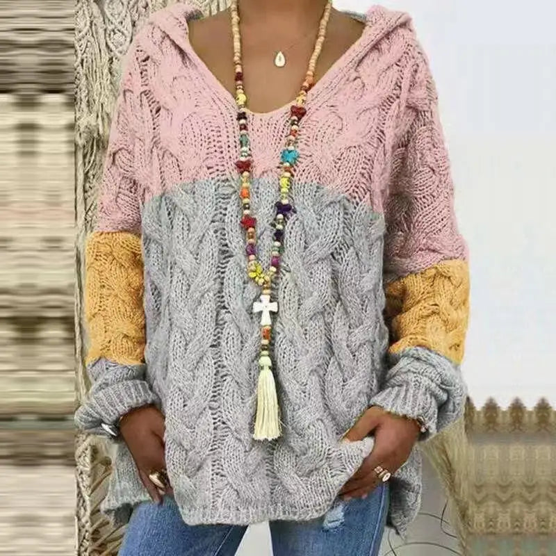 1. Beach Casual Hooded V-Neck Tunic Sweater