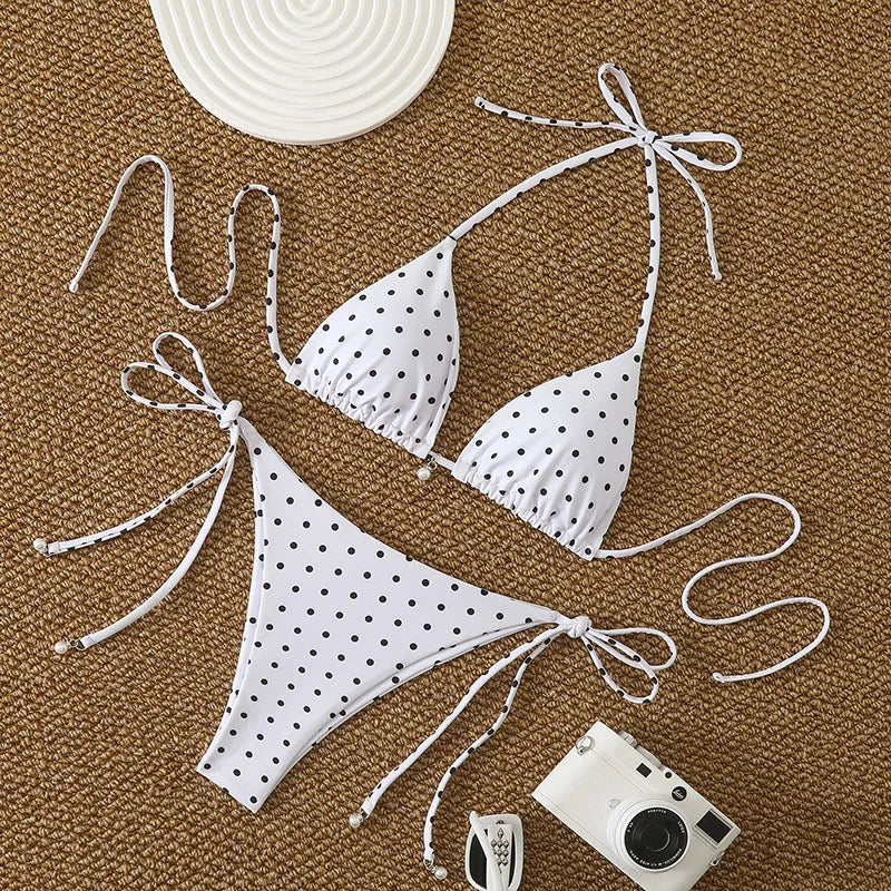 1. Clothing Bikini Polka Dots String Bikini